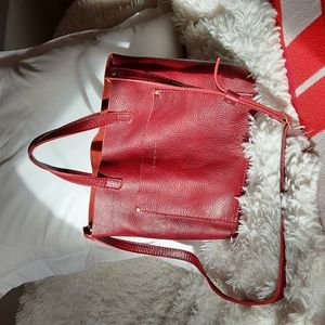 Portland leather goods medium crossbody tote sangria NWOT